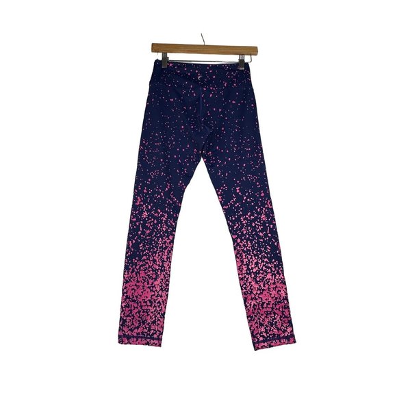 Zyia Active Leggings Navy with Pink Splatter sz 4 - Picture 3 of 10